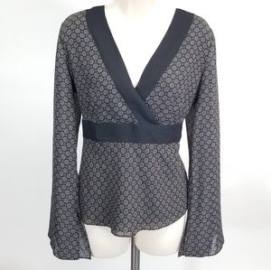 Loft Bell Sleeve Wrap V-neck Top Blouse Size 8